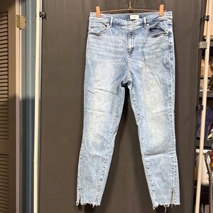 LOFT Sky Blue Ankle Jeans with Distressed Hem